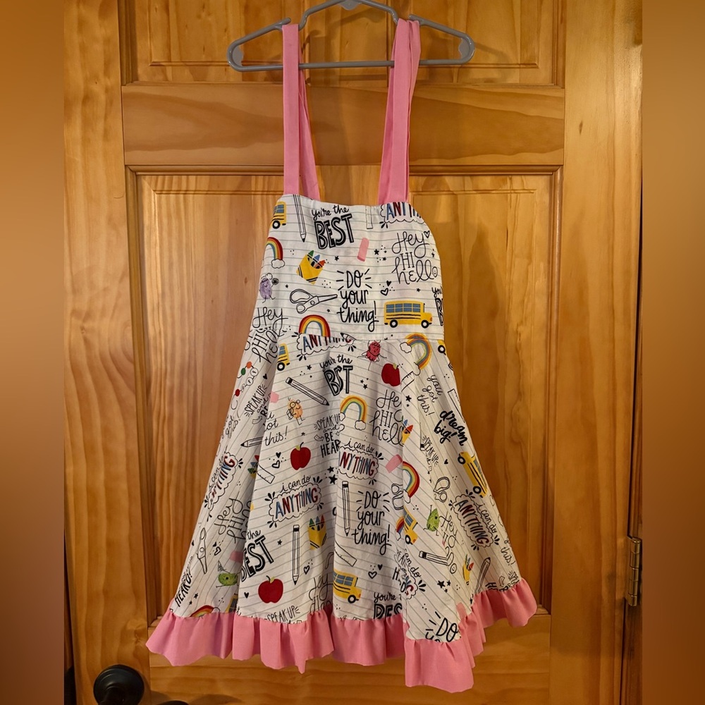 Girls “School” Themed Dress, Size 5 Yrs